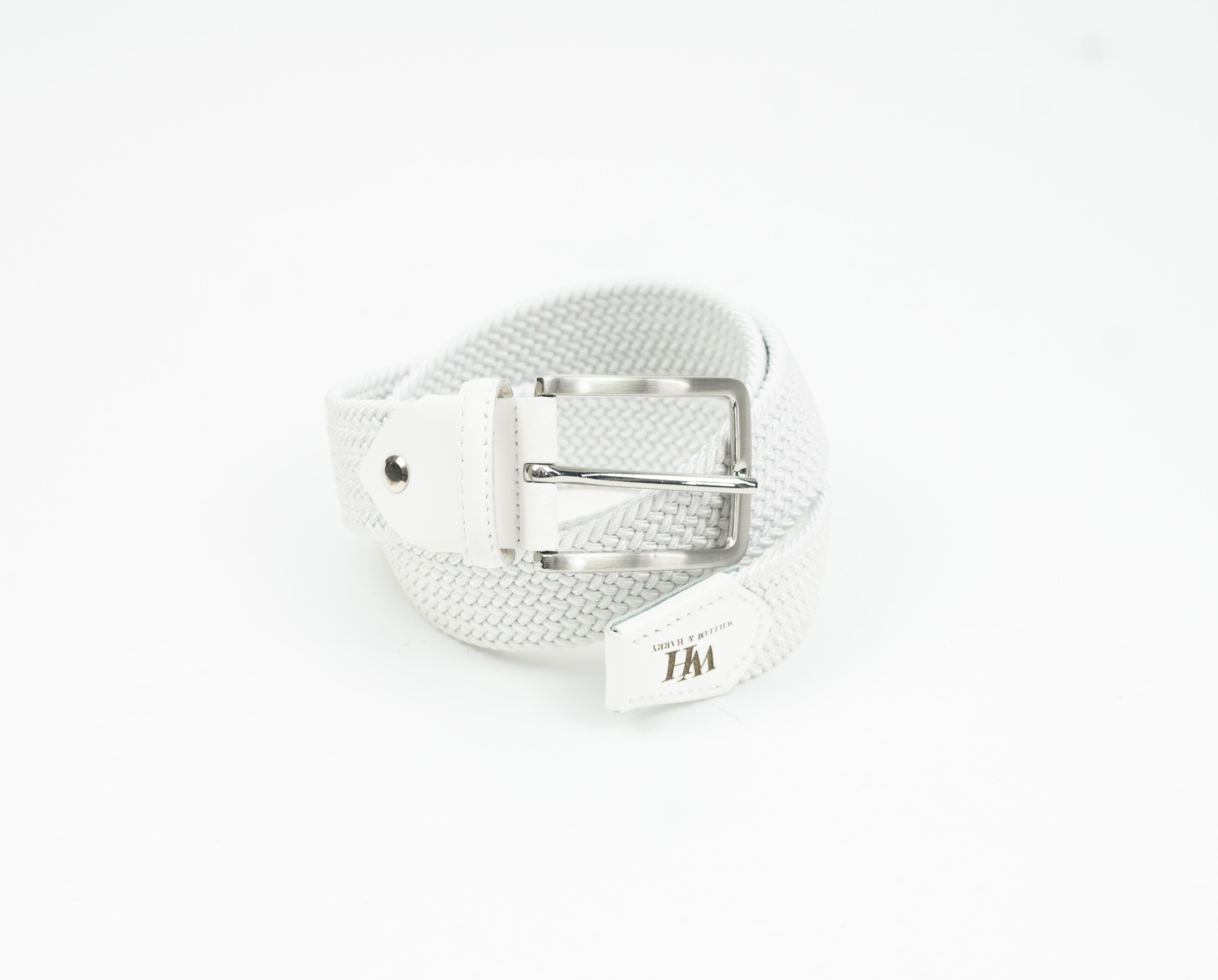 Buy white W&amp;H Braided Micro Stripe Stretch Golf Belts for Men &amp; Women