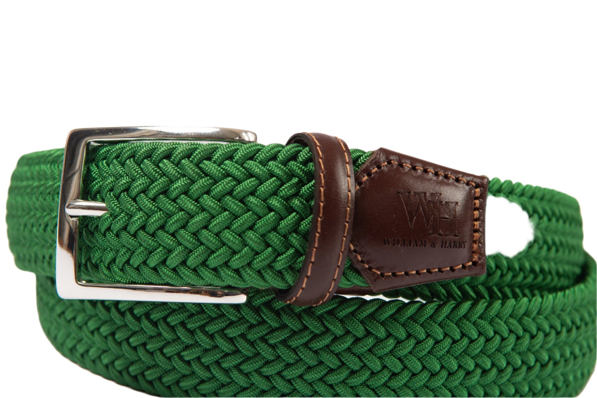 Buy forest-green W&amp;H Braided Micro Stripe Stretch Golf Belts for Men &amp; Women