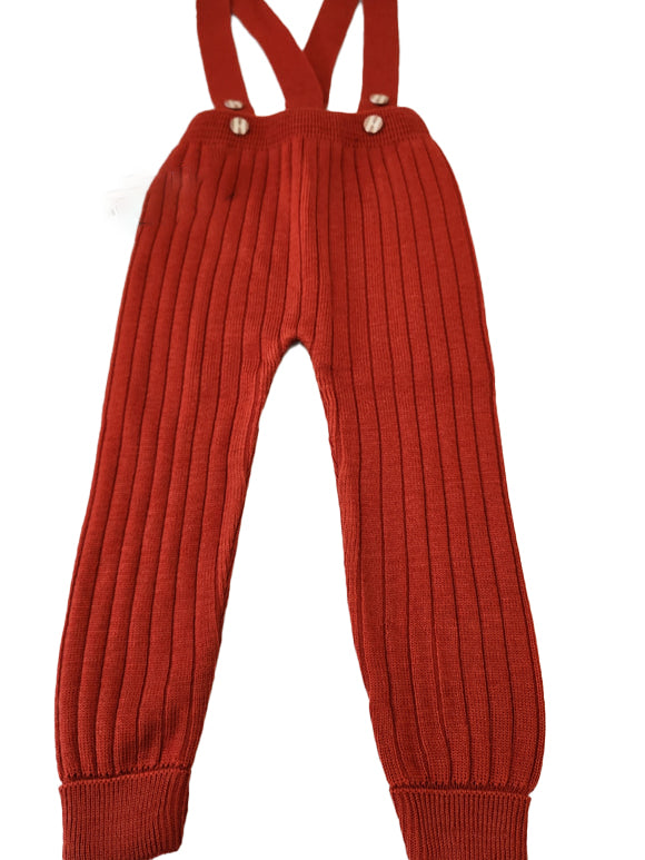 Toddler Knit Pants with Suspenders Rolled Leg Cuff Detailing - Comfortable Pull On Pants for Girls & Boys - Wear Sierra