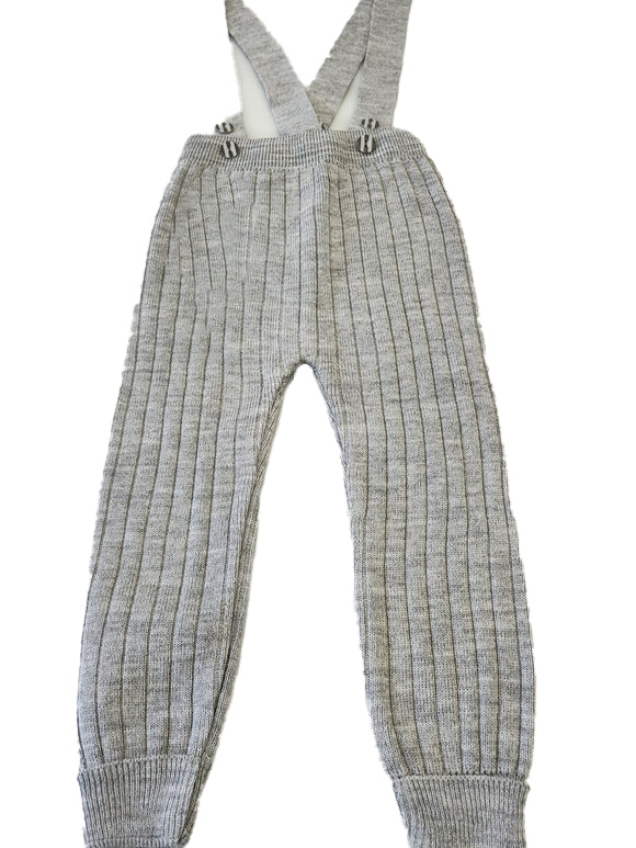 Toddler Knit Pants with Suspenders Rolled Leg Cuff Detailing - Comfortable Pull On Pants for Girls & Boys - Wear Sierra