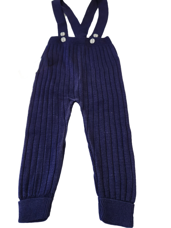 Toddler Knit Pants with Suspenders Rolled Leg Cuff Detailing - Comfortable Pull On Pants for Girls & Boys - Wear Sierra