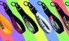 Colorful racing car keychains.