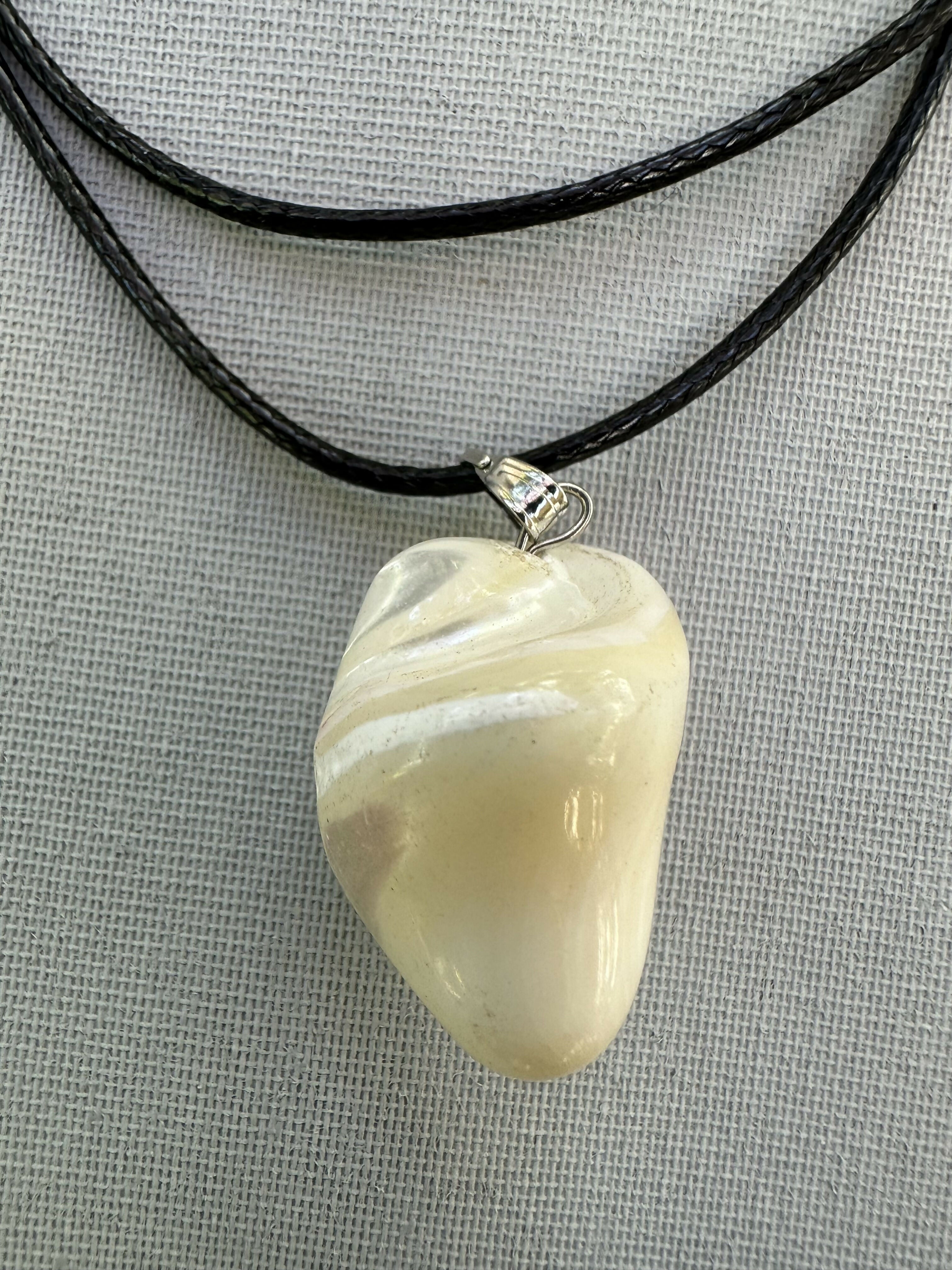 Mother of Pearl Natural Stone Bracelet with Matching Necklace - 0