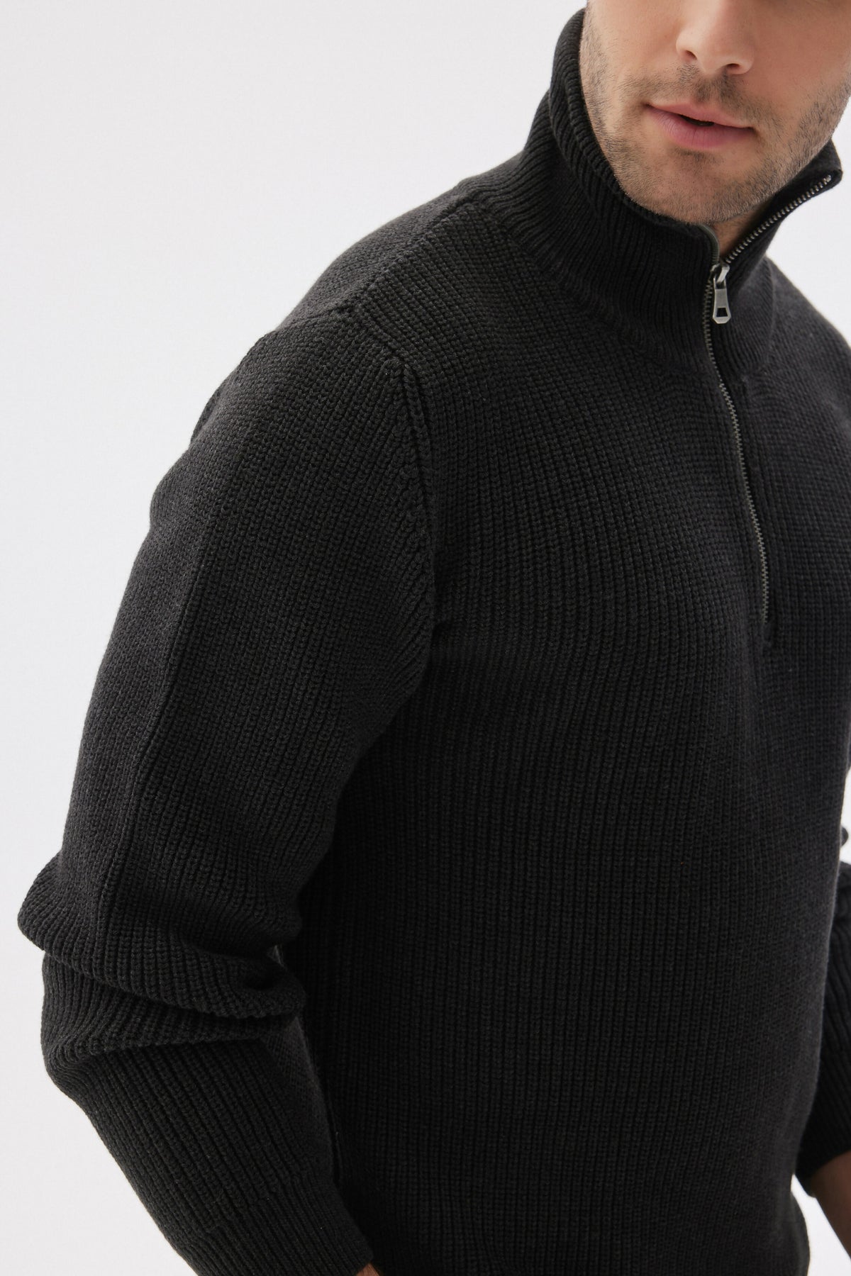 Men’s 100% Cotton Quarter-Zip Knit Sweater