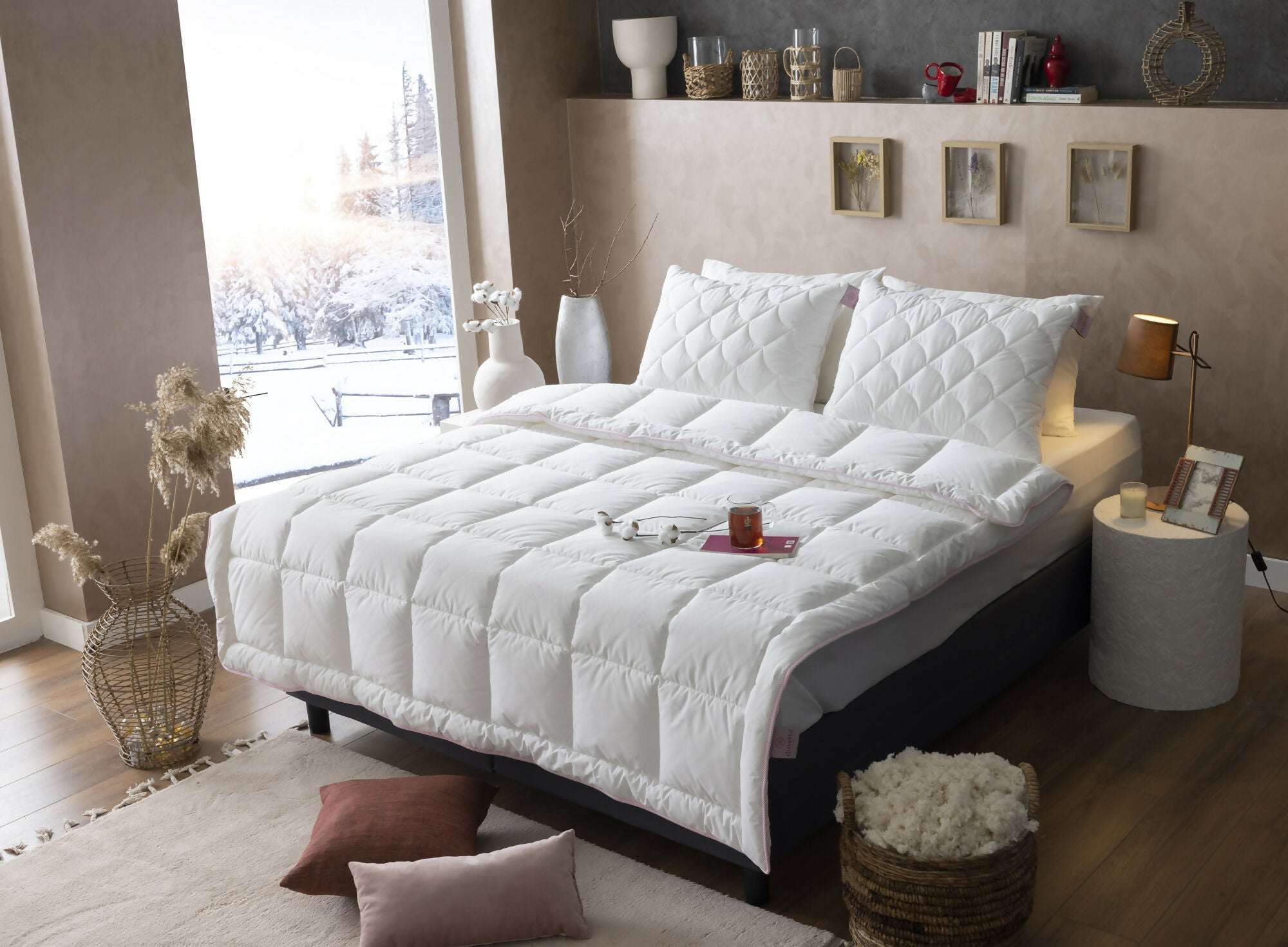 Duvetta 100% Cotton Comforter with Cotton Fabric Cover Premium Quality Cotton -All Season Useable- Duvet-Medium Weight Quilt (King U.S. Standard)