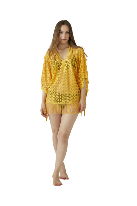 Women's Bahemia Beach Dress- Colorful Deep V-Neck Summer Beach Cover-Up Dress - Wear Sierra