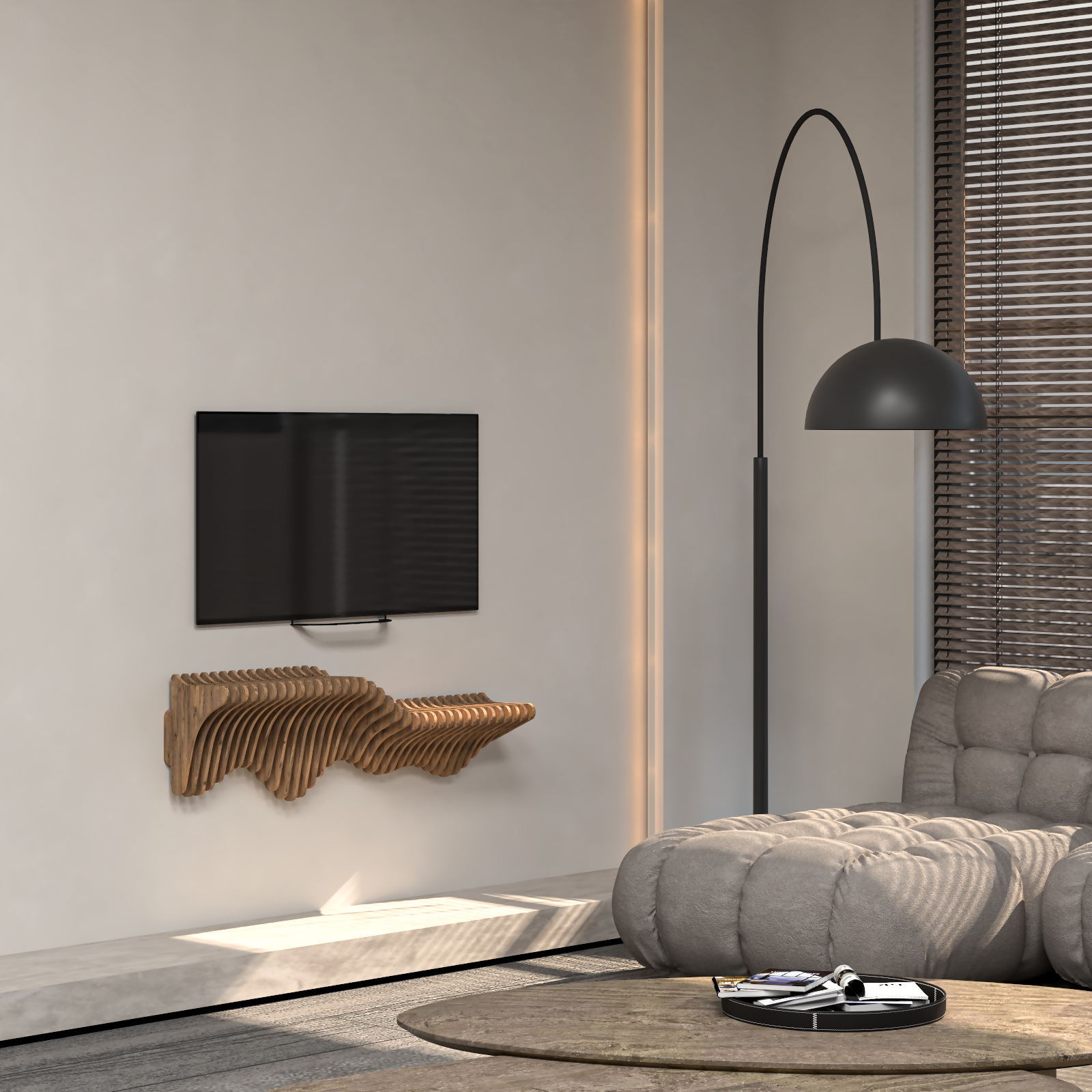 Parametric Shelf 36 inch Wavy Design Display Shelf