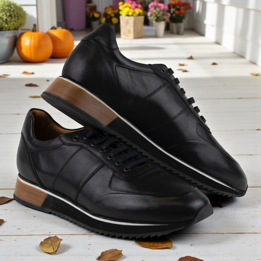 Buy black Men&#39;s Sporty Casual Dress Shoes in all Leather