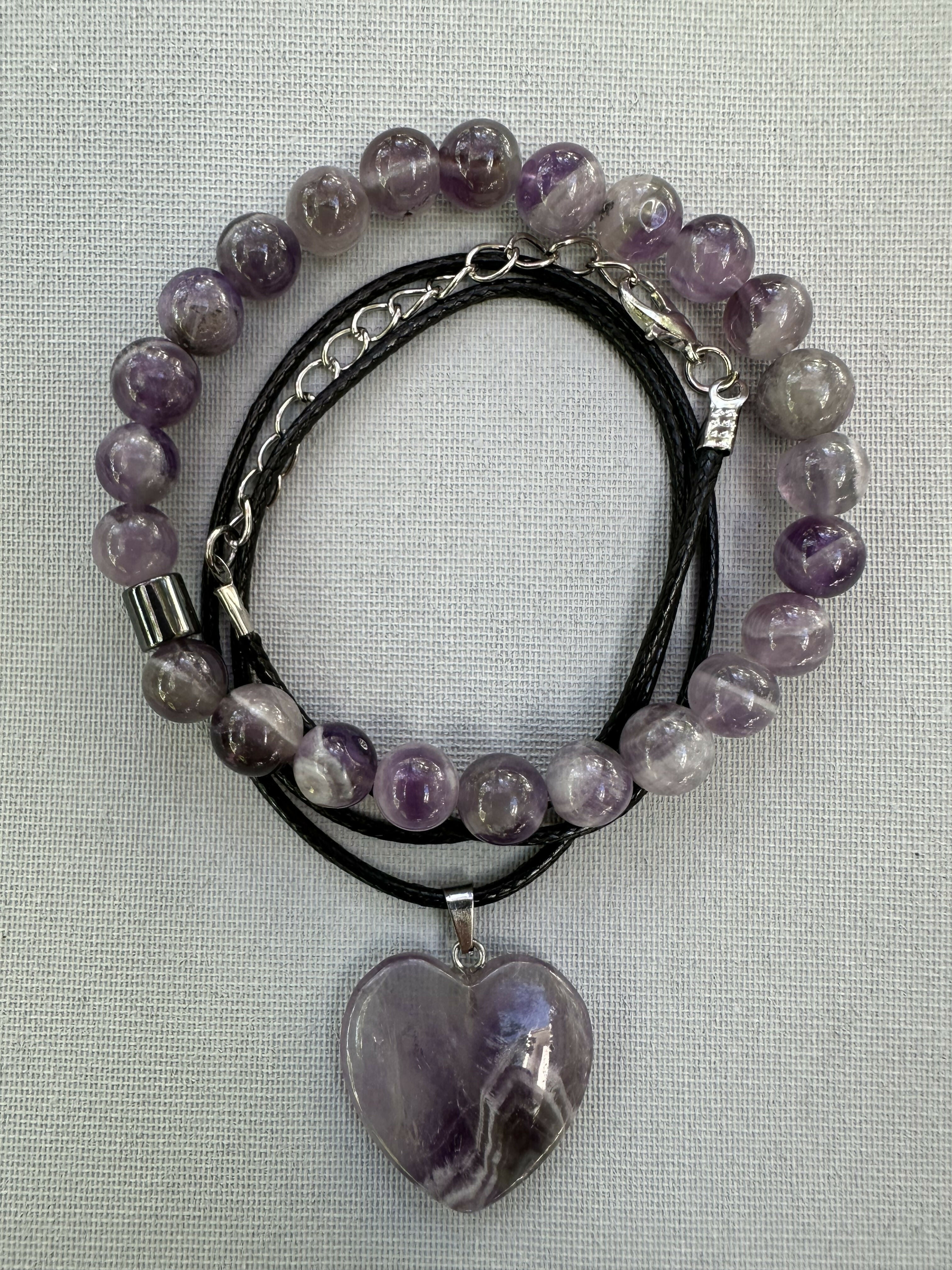 Amethyst Natural Stone Bracelet with Matching Necklace