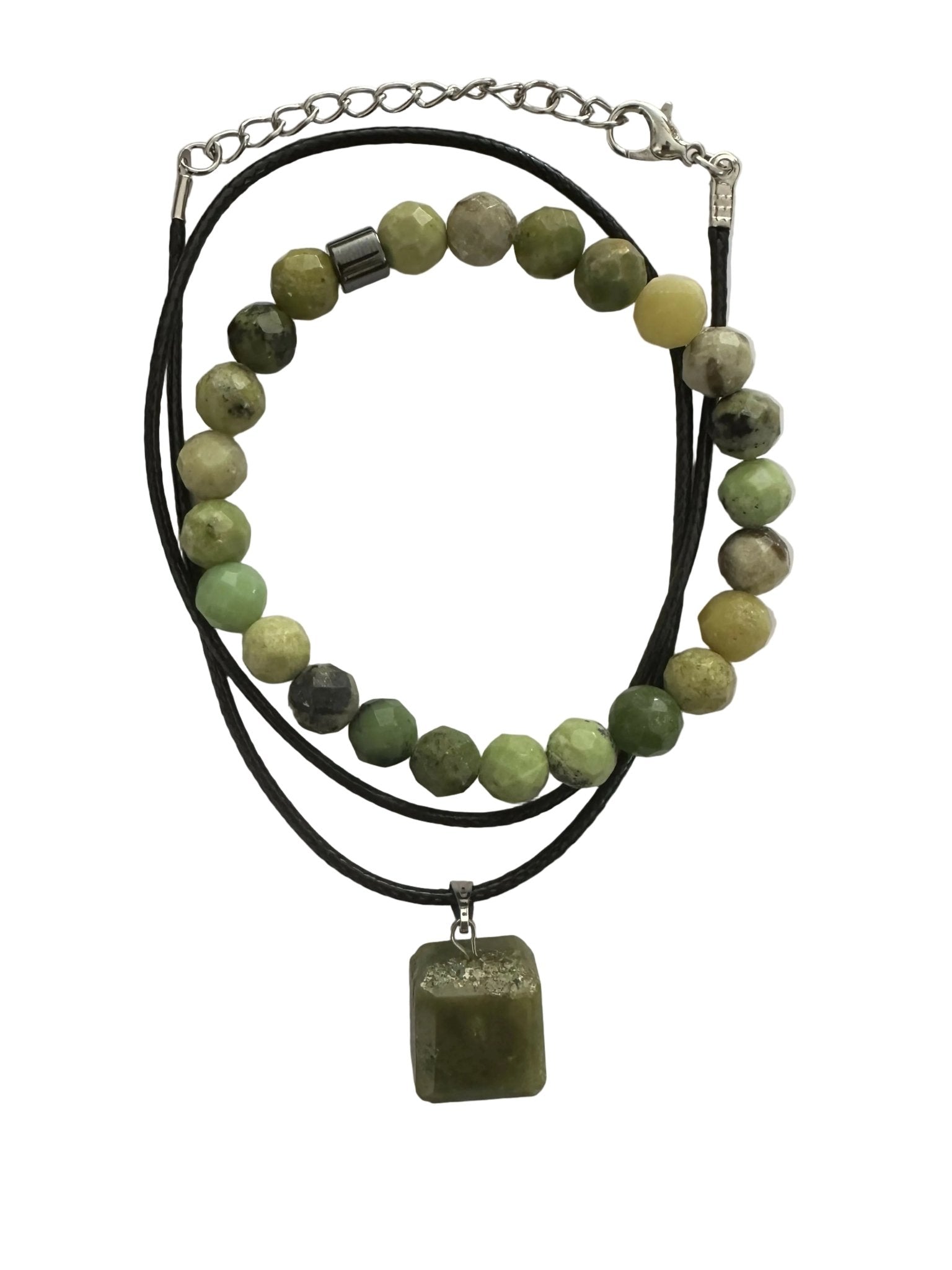 African Jade Natural Stone Bracelet with Matching Necklace - Wear Sierra