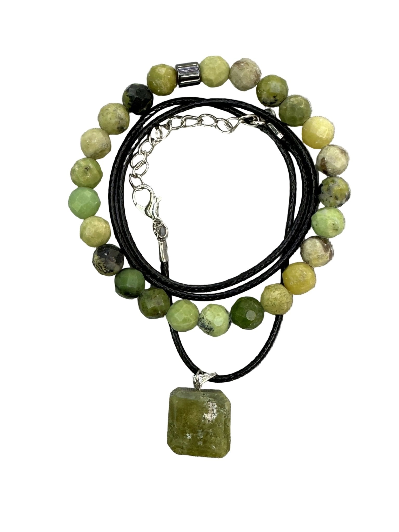 African Jade Natural Stone Bracelet with Matching Necklace - Wear Sierra