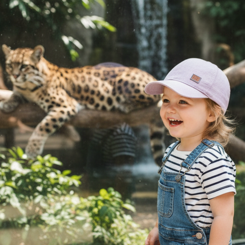 Toddler Girls Linen Hat With Kitten Front Patch, Fits Ages 1 Year - 4 Years