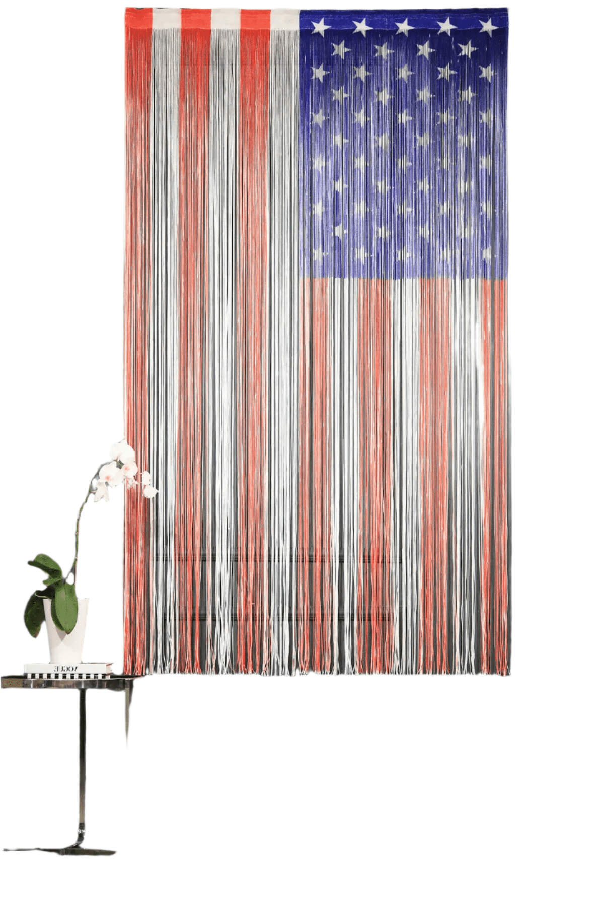 American Flag String Curtain - July 4th Decorating, Great for Barbeques, Picnics, Weddings - Wear Sierra