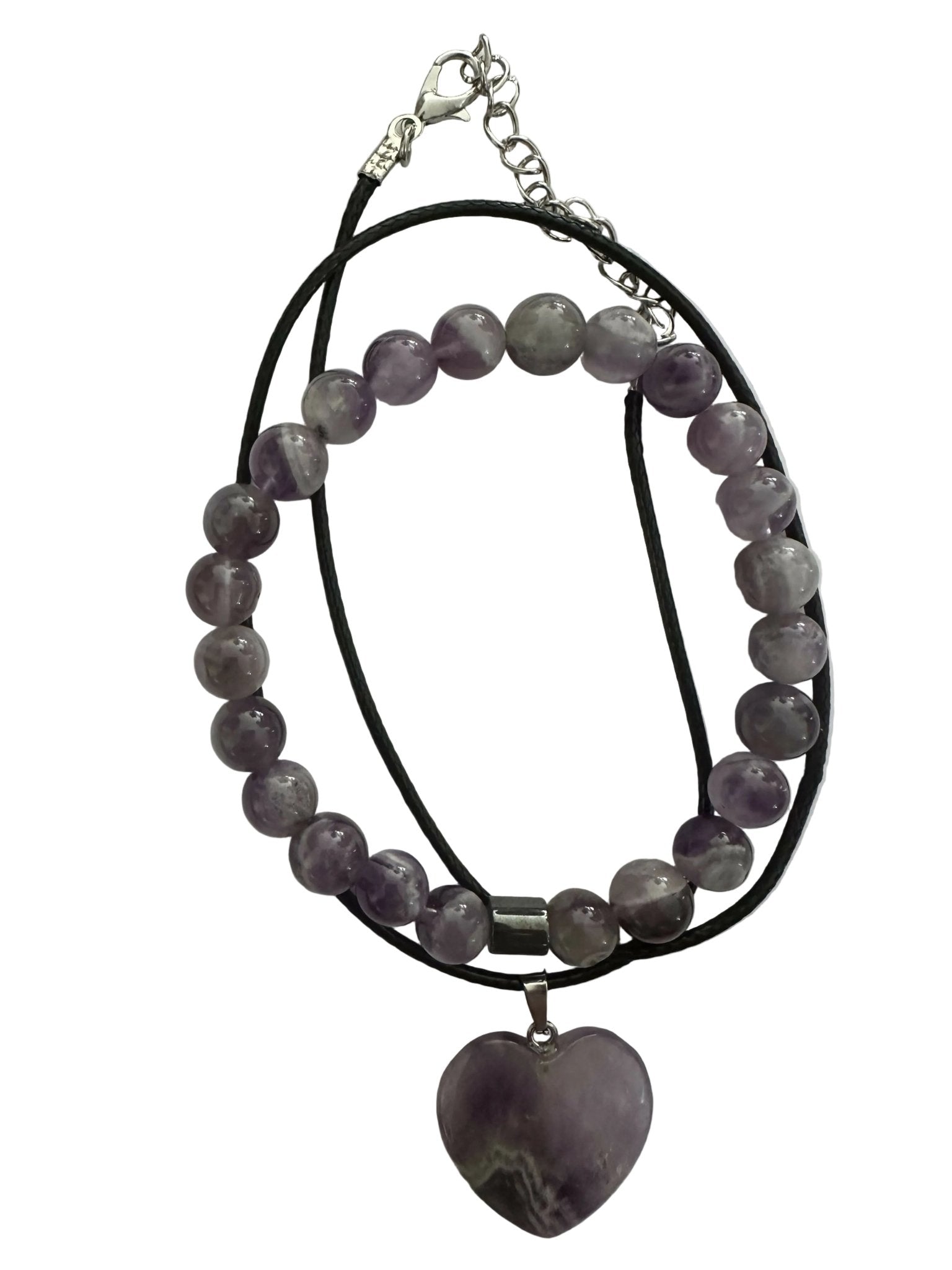 Amethyst Natural Stone Bracelet with Matching Necklace - Wear Sierra