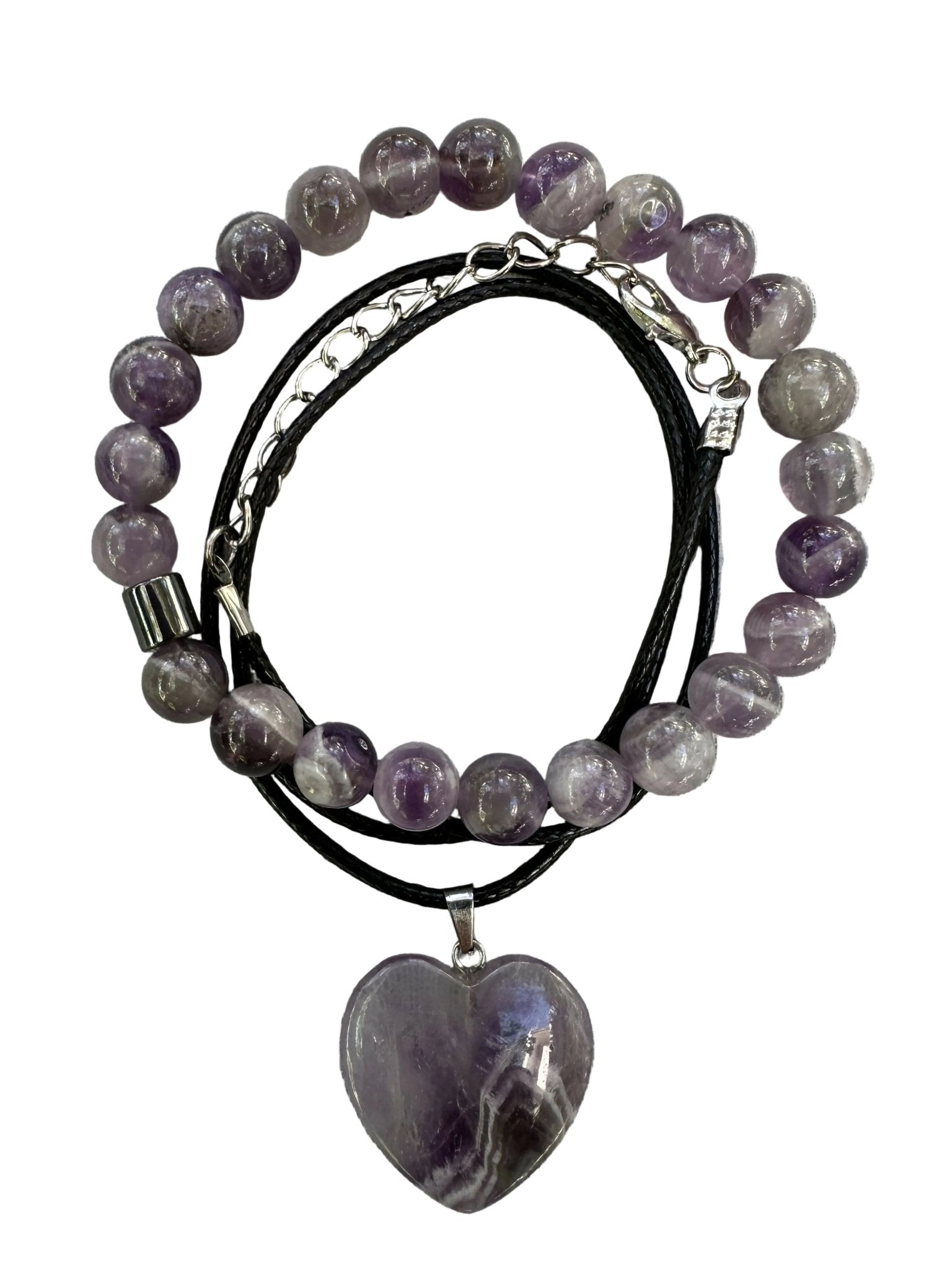 Amethyst Natural Stone Bracelet with Matching Necklace - Wear Sierra
