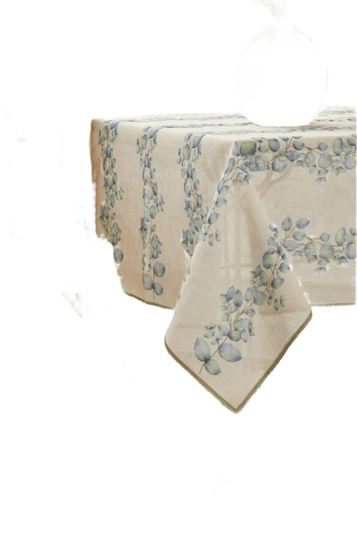 Beautiful Ivy Linen-Like Tablecloth in Pastel Blues and Greens - Wear Sierra