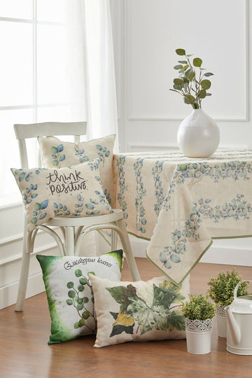 Beautiful Ivy Linen-Like Tablecloth in Pastel Blues and Greens - Wear Sierra