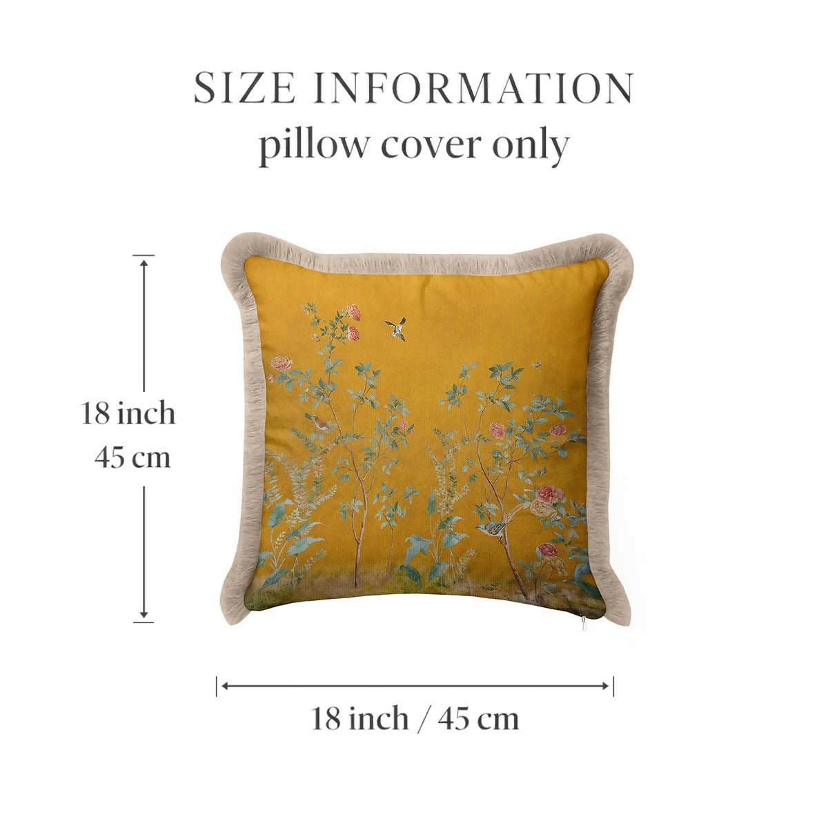 Bird and Floral Fringed Cushion Cover | Vintage Tasselled Throw Pillow - Wear Sierra