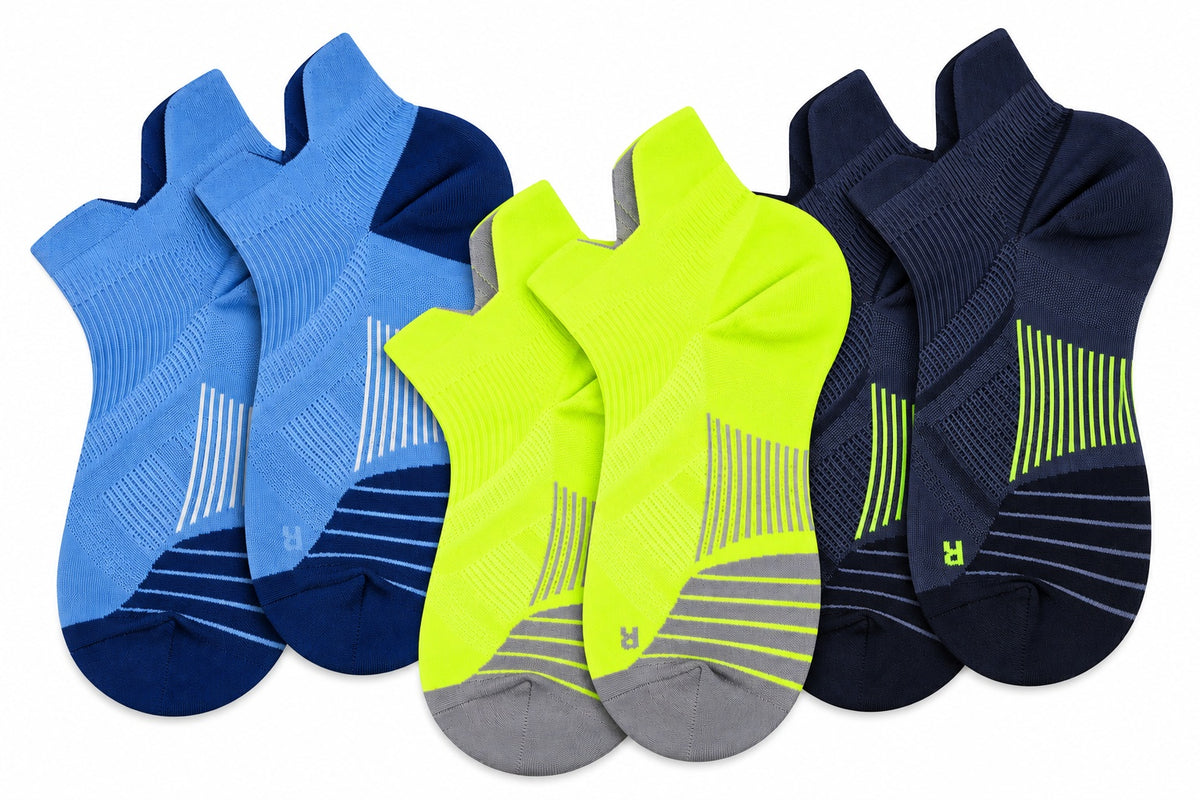 Unisex No-Show Ankle Compression Sports Socks 15–20 mmHg with Enhanced Arch Support & Heel Tab