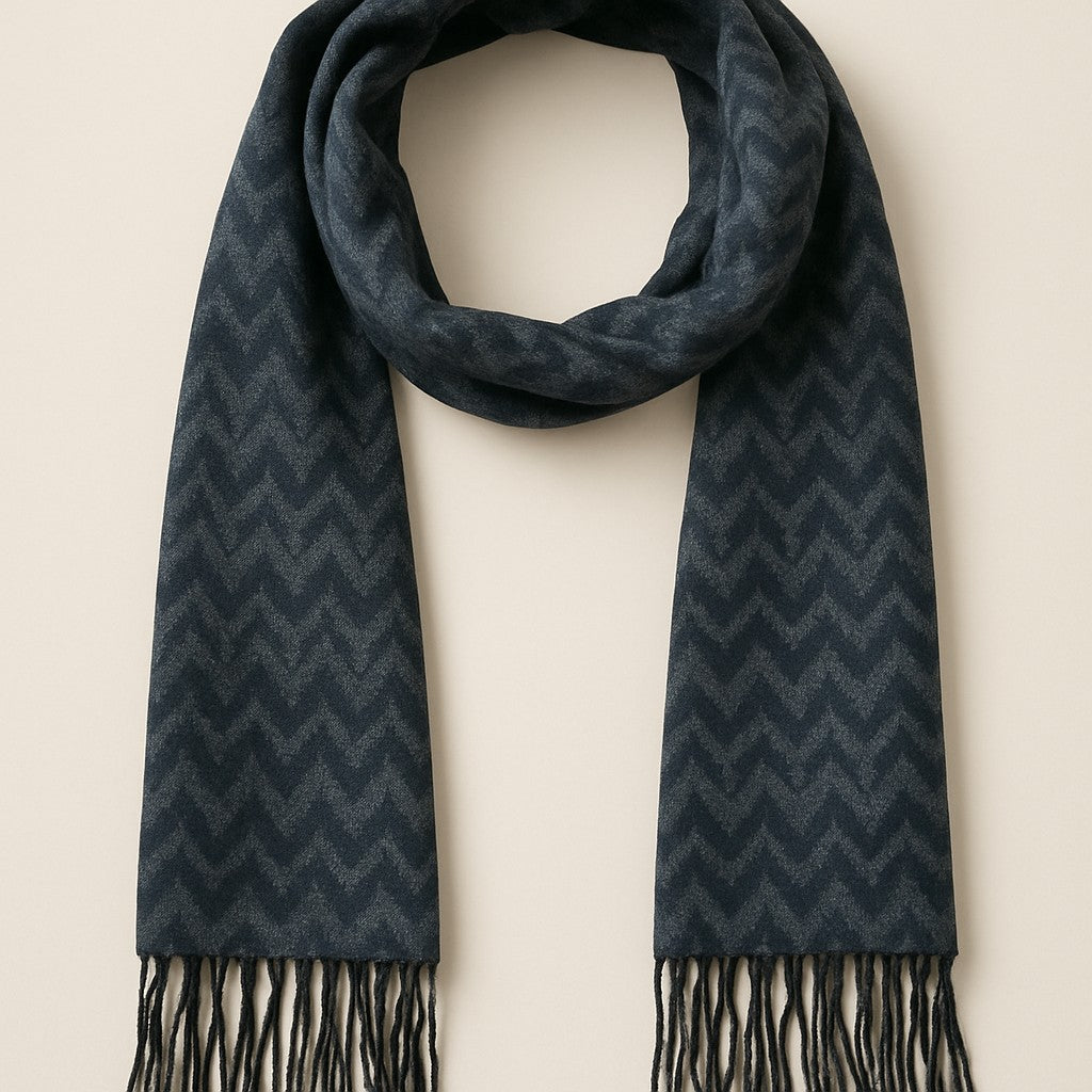 Buy navy-blue Italian Inspired Scarf for Men Double-Sided Classic Herringbone Pattern Perfect for Gifting!