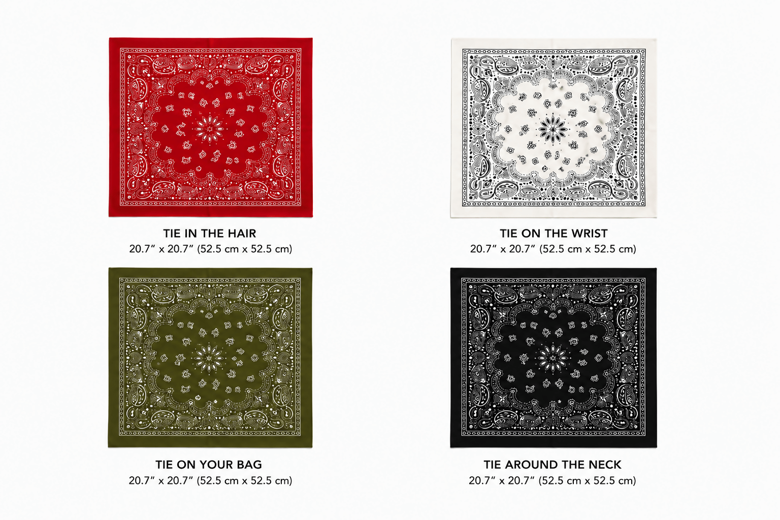 Boxed Cotton Scarf Collection – 4-Piece Paisley Bandana Set - Wear Sierra
