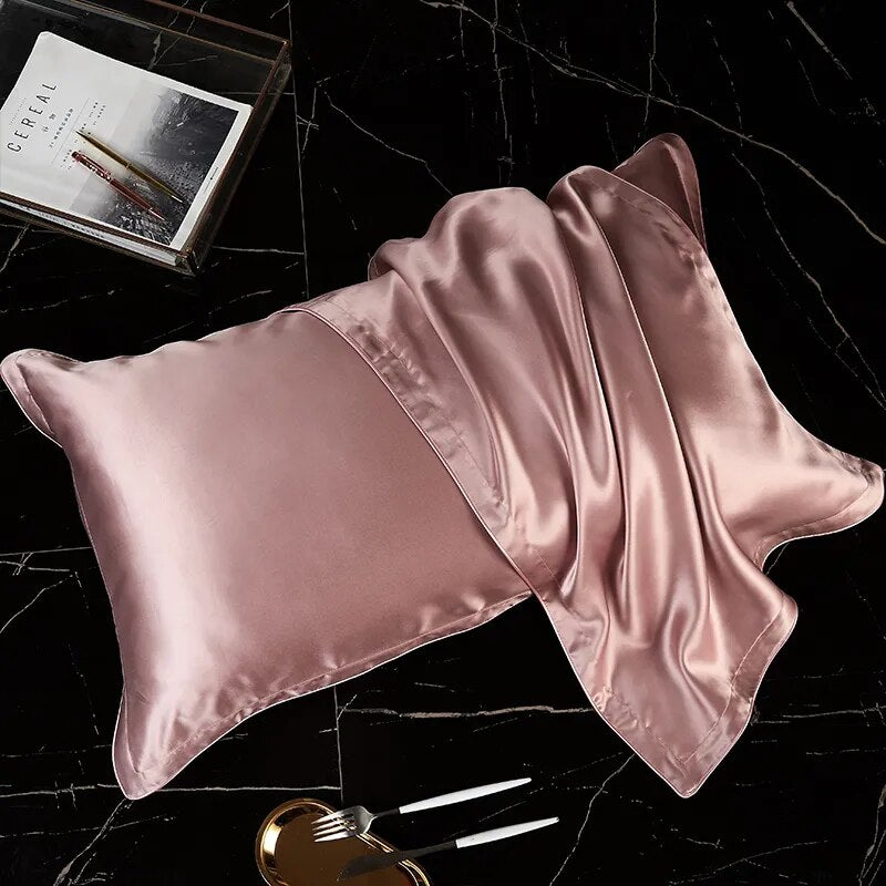 ANYHOUZ Pillowcase 50x75cm Pink Pure Real Silk For Comfortable And Relaxing Home Bed - 0