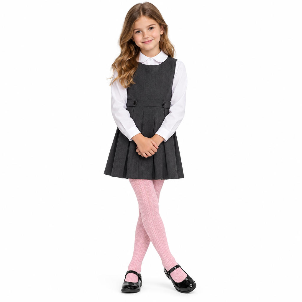 Girls' Micro Cable Pattern Tights – Soft School Uniform Tights