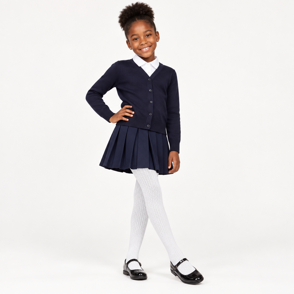 Girls' Micro Cable Pattern Tights – Soft School Uniform Tights