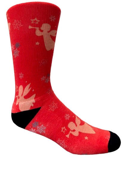 Christmas and Hanukkah Holiday Colorful CoolMax Crew Socks for Men & Women - Angels - Wear Sierra
