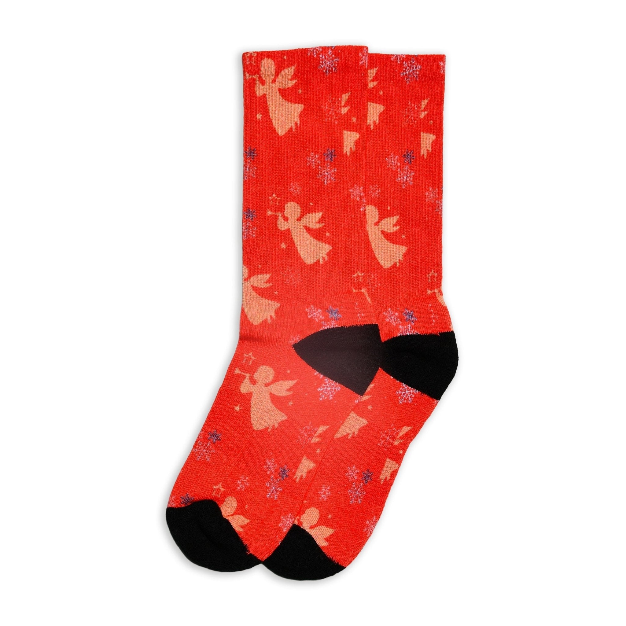 Christmas and Hanukkah Holiday Colorful CoolMax Crew Socks for Men & Women - Angels - Wear Sierra