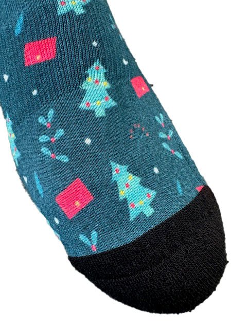 Christmas and Hanukkah Holiday Colorful CoolMax Crew Socks for Men & Women - Holly and Trees - Wear Sierra