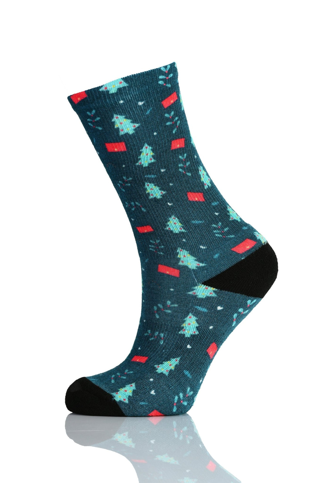 Christmas and Hanukkah Holiday Colorful CoolMax Crew Socks for Men & Women - Holly and Trees - Wear Sierra