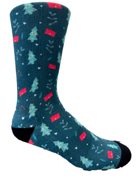 Christmas and Hanukkah Holiday Colorful CoolMax Crew Socks for Men & Women - Holly and Trees - Wear Sierra