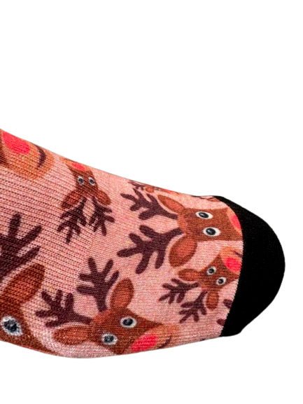 Christmas and Hanukkah Holiday Colorful CoolMax Crew Socks for Men & Women - Rudolph The Red-Nosed Reindeer - Wear Sierra
