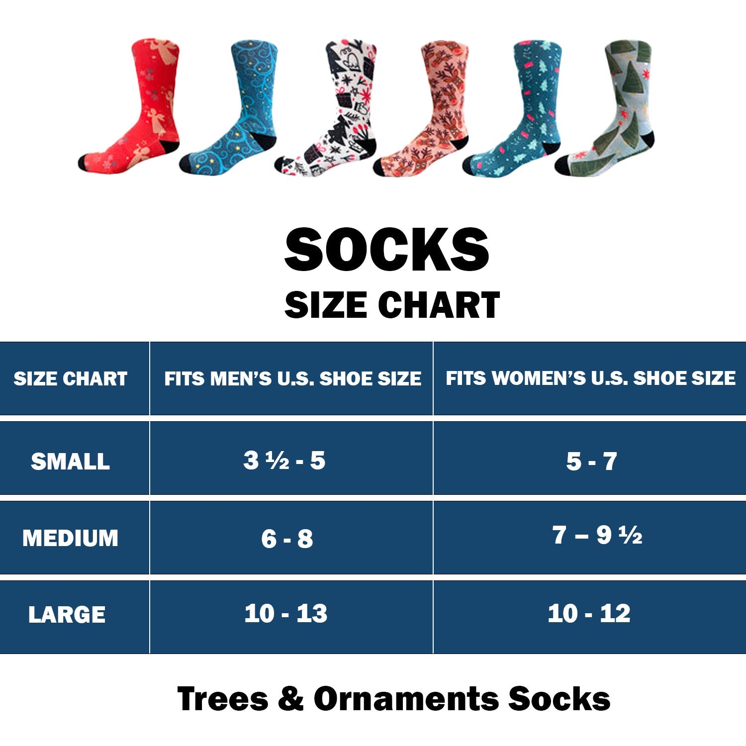 Christmas and Hanukkah Holiday Colorful CoolMax Crew Socks for Men & Women - Trees & Ornaments - Wear Sierra