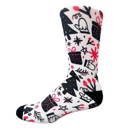 Christmas and Hanukkah Holiday Colorful CoolMax Crew Socks for Men & Women - Trees & Ornaments - Wear Sierra