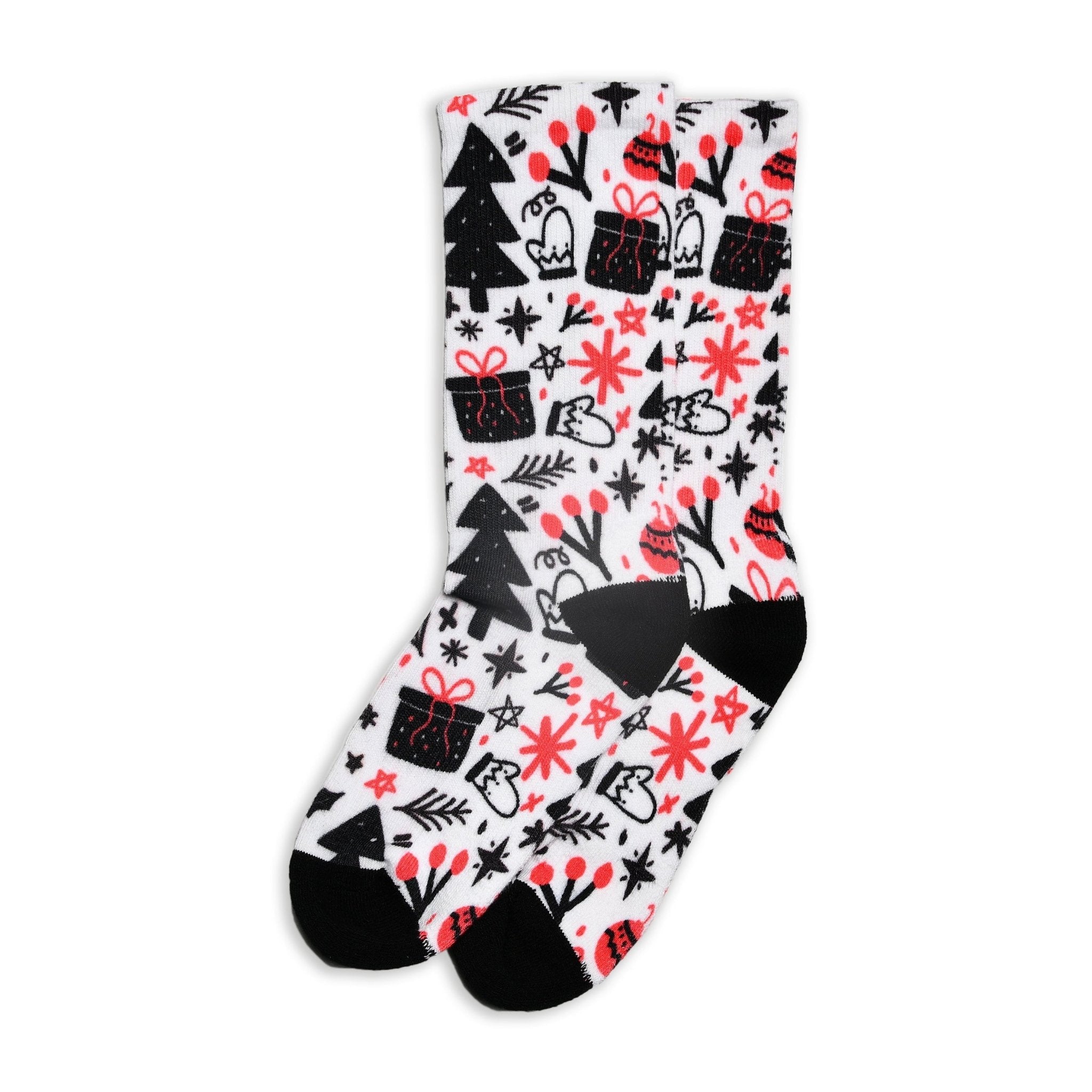 Christmas and Hanukkah Holiday Colorful CoolMax Crew Socks for Men & Women - Trees & Ornaments - Wear Sierra
