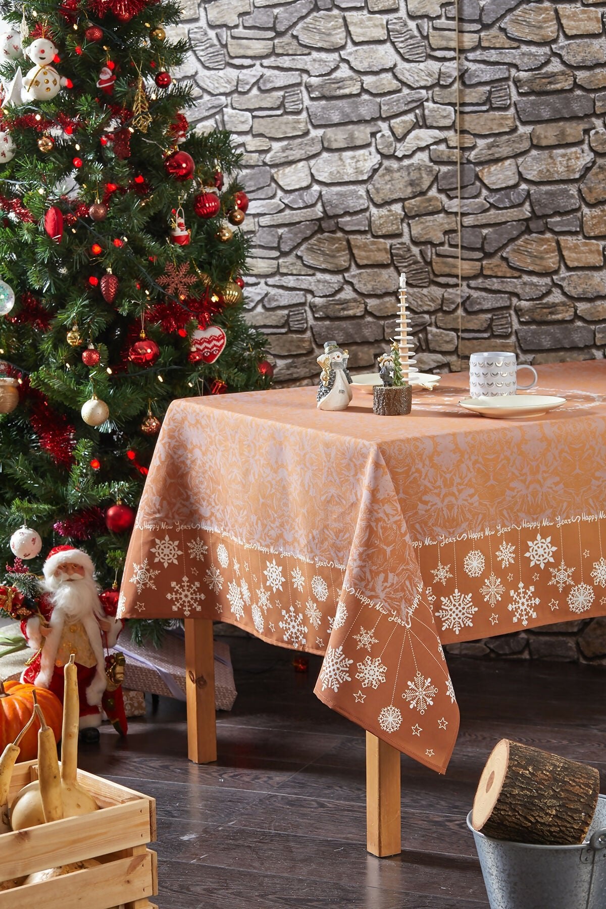 Christmas Snowflake Tablecloth in Neutral Tones - Perfect for the Holidays - Wear Sierra