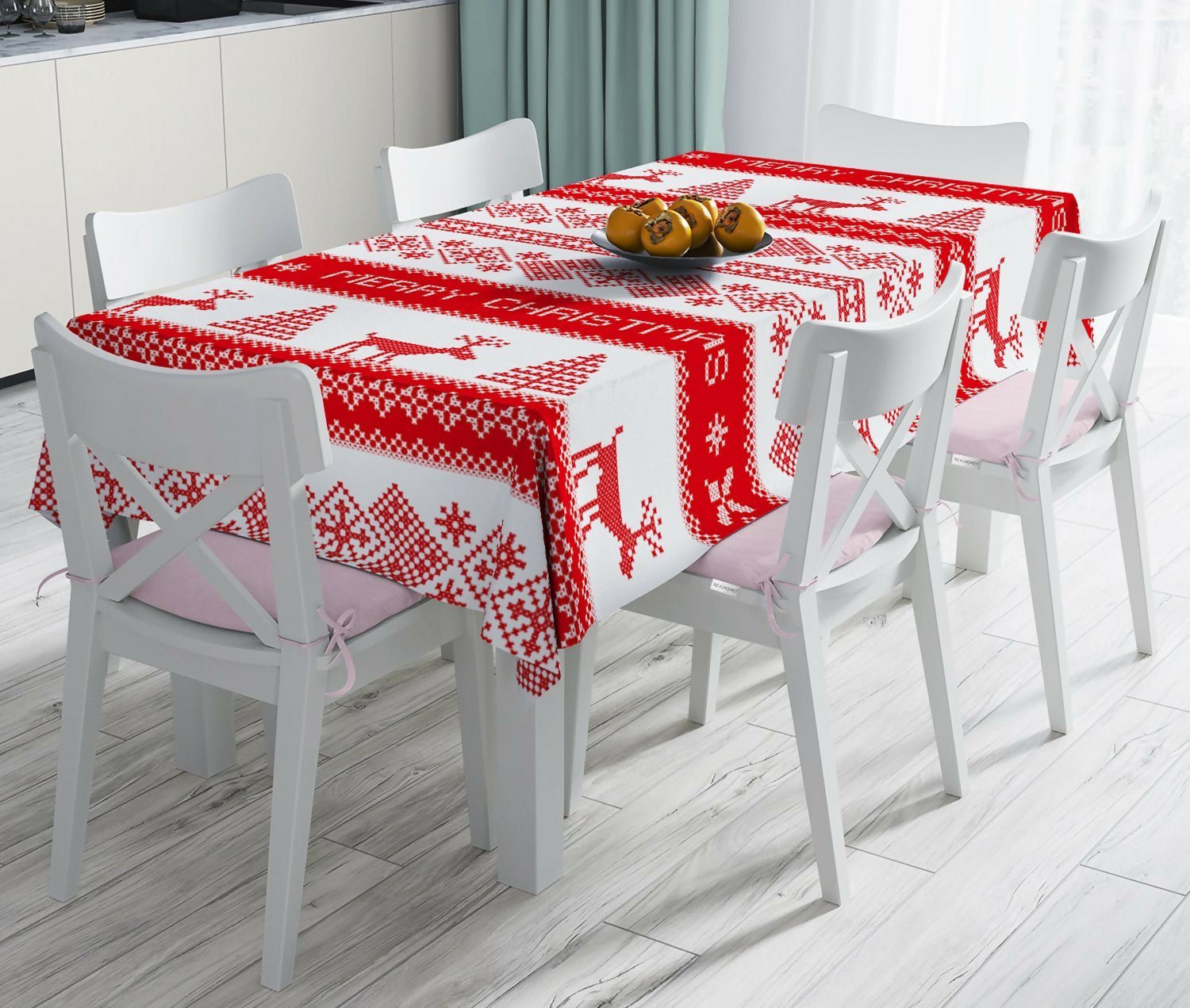 Christmas Tablecloth – Stain Resistant Fabric, Wrinkle-Free Table Cover for Dining Room or Kitchen Decor - Wear Sierra
