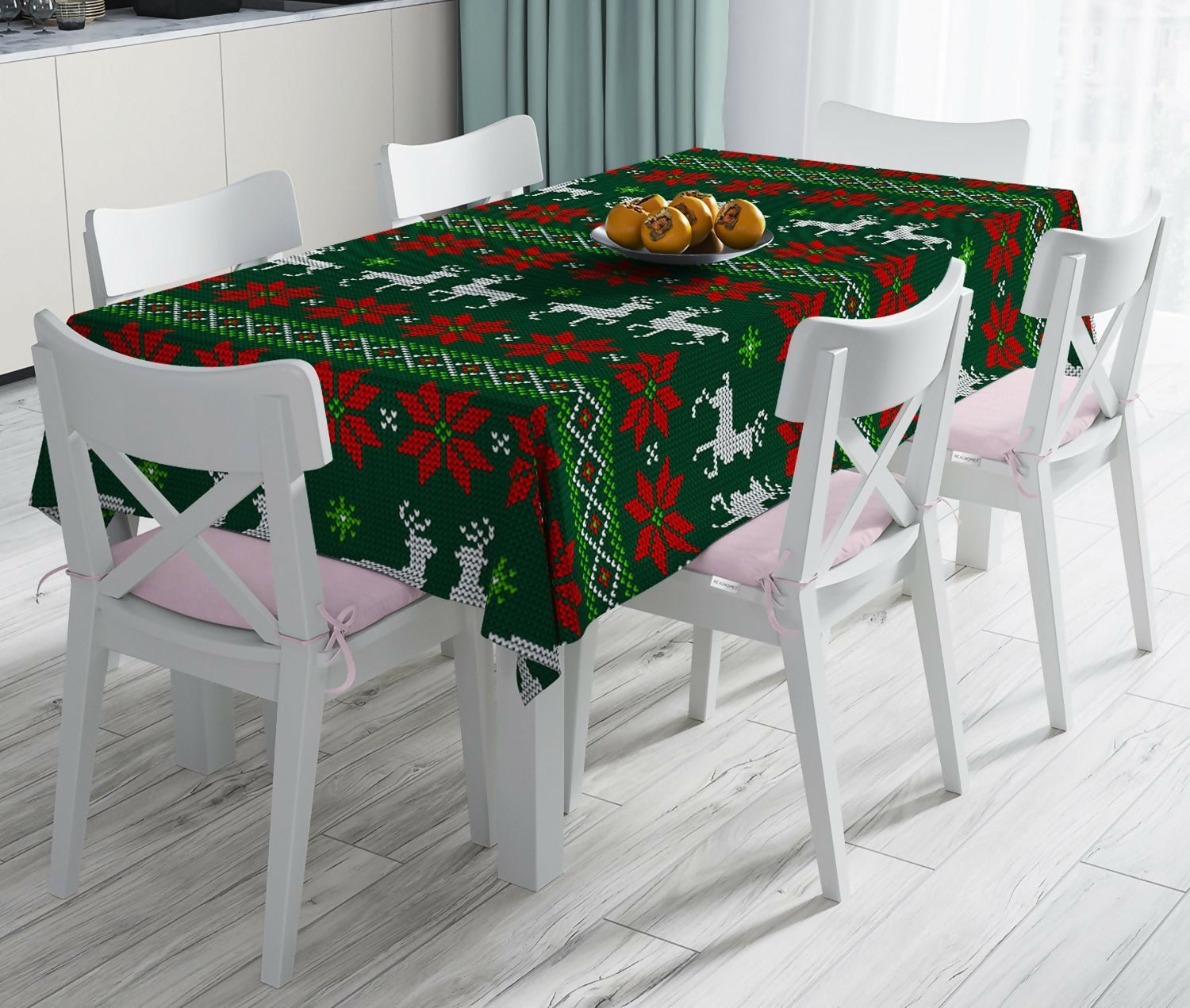 Christmas Tablecloth – Stain Resistant Fabric, Wrinkle-Free Table Cover for Dining Room or Kitchen Decor - Wear Sierra