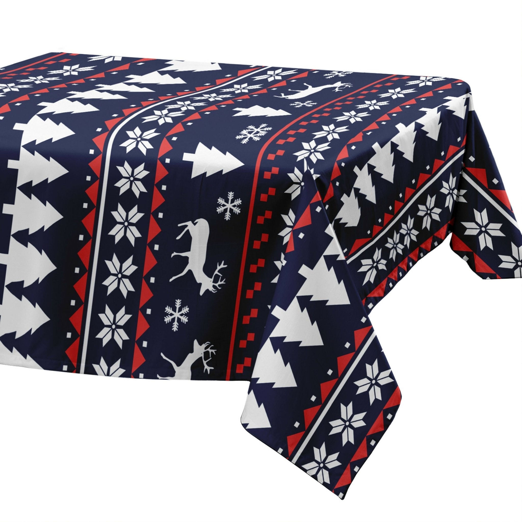 Christmas Tablecloth – Stain Resistant Fabric, Wrinkle-Free Table Cover for Dining Room or Kitchen Decor - Wear Sierra