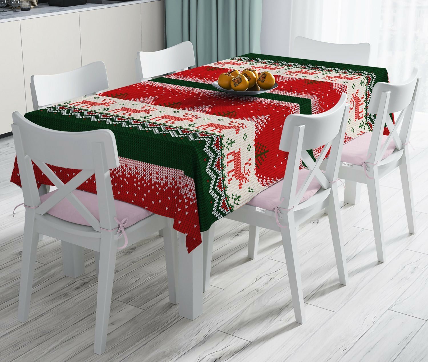 Christmas Tablecloth – Stain Resistant Fabric, Wrinkle-Free Table Cover for Dining Room or Kitchen Decor - Wear Sierra