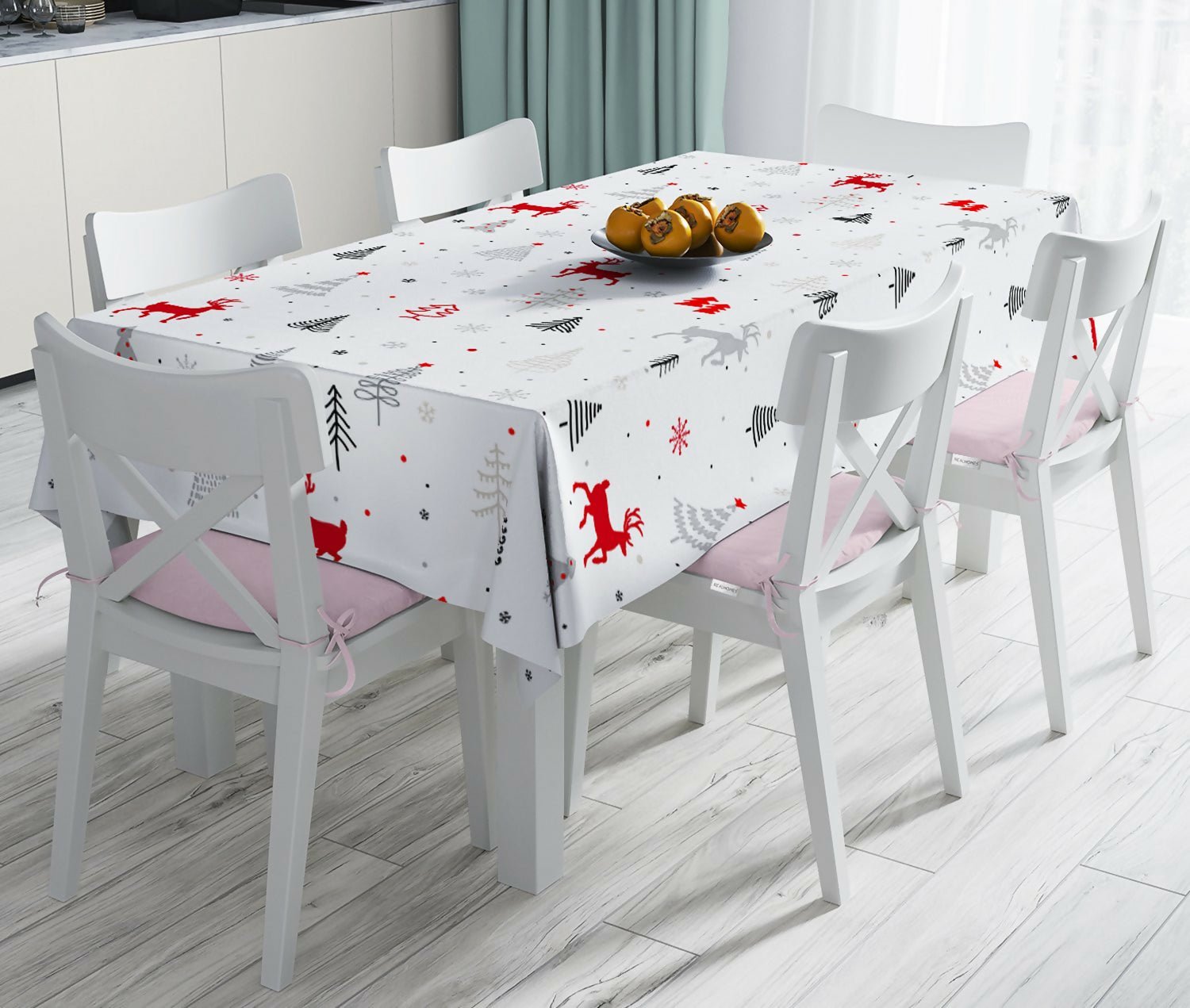 Christmas Tablecloth – Stain Resistant Fabric, Wrinkle-Free Table Cover for Dining Room or Kitchen Decor - Wear Sierra