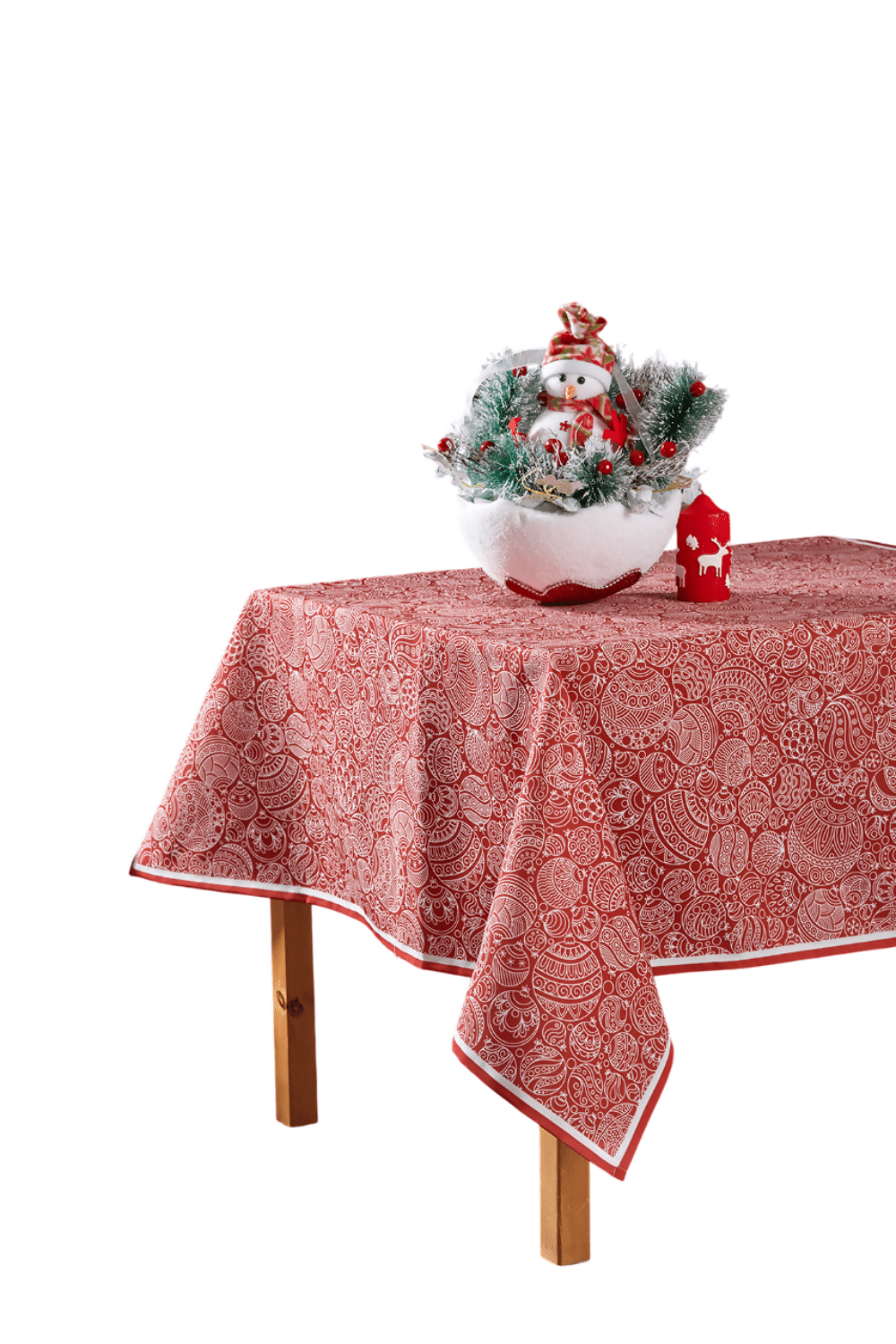 Christmas Tree Ornaments Red Tablecloth - Wear Sierra