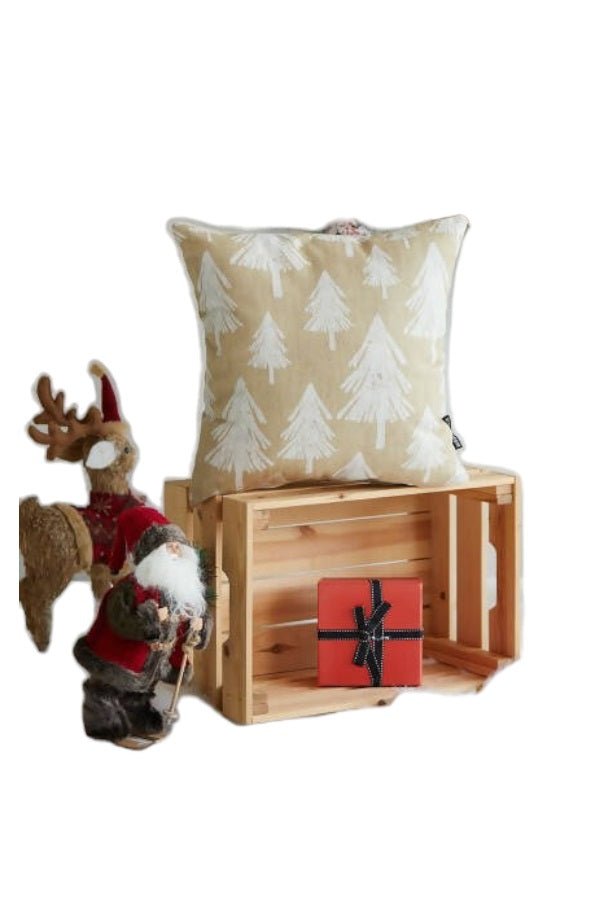 Christmas Tree Pattern Square Pillow Cover, Neutral Holiday Decorating - Wear Sierra