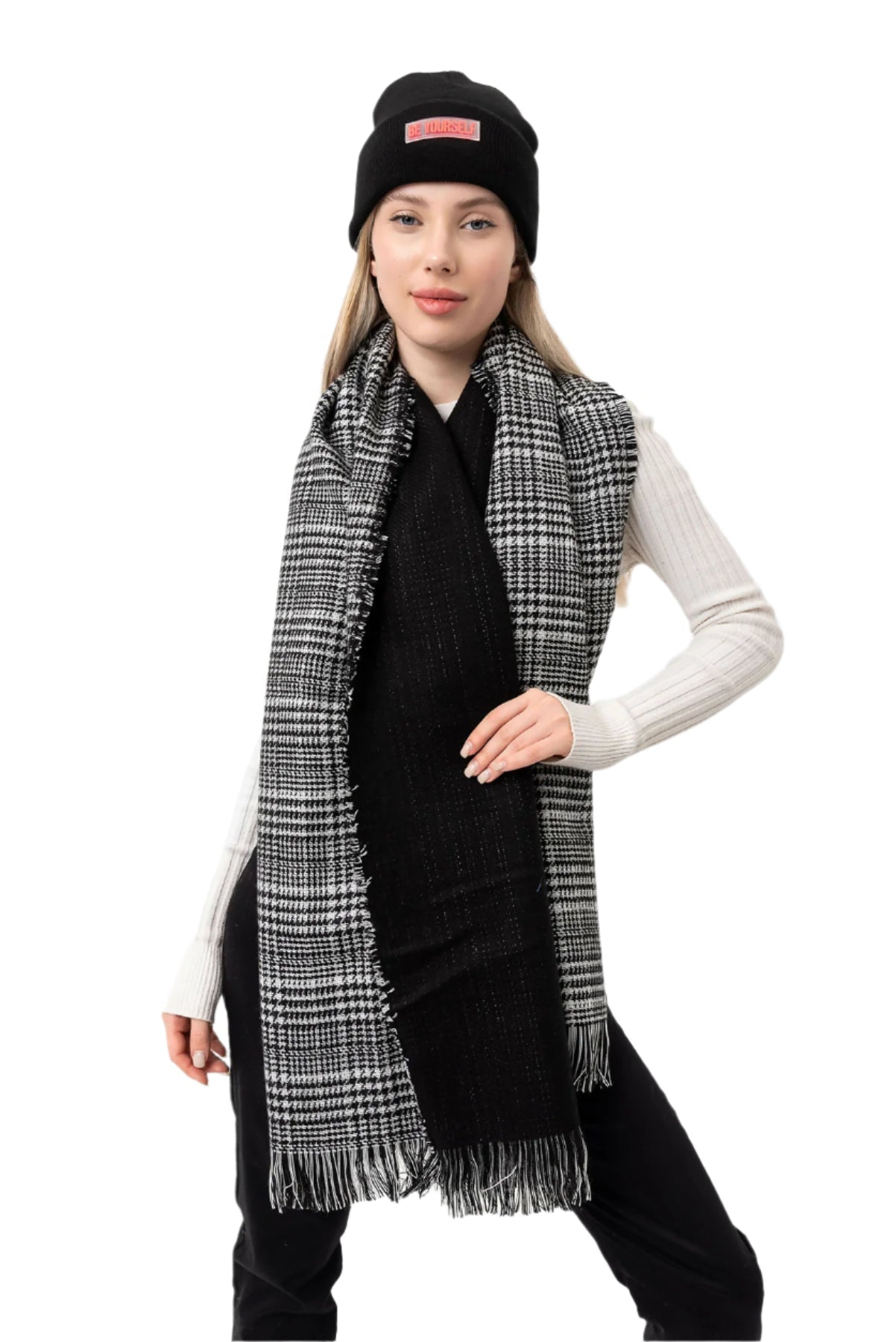 Classic Plaid Winter Scarf Reversable Thick Shawl, Scarf For Men & Women, Warm Scarf for Mom or Dad - Wear Sierra