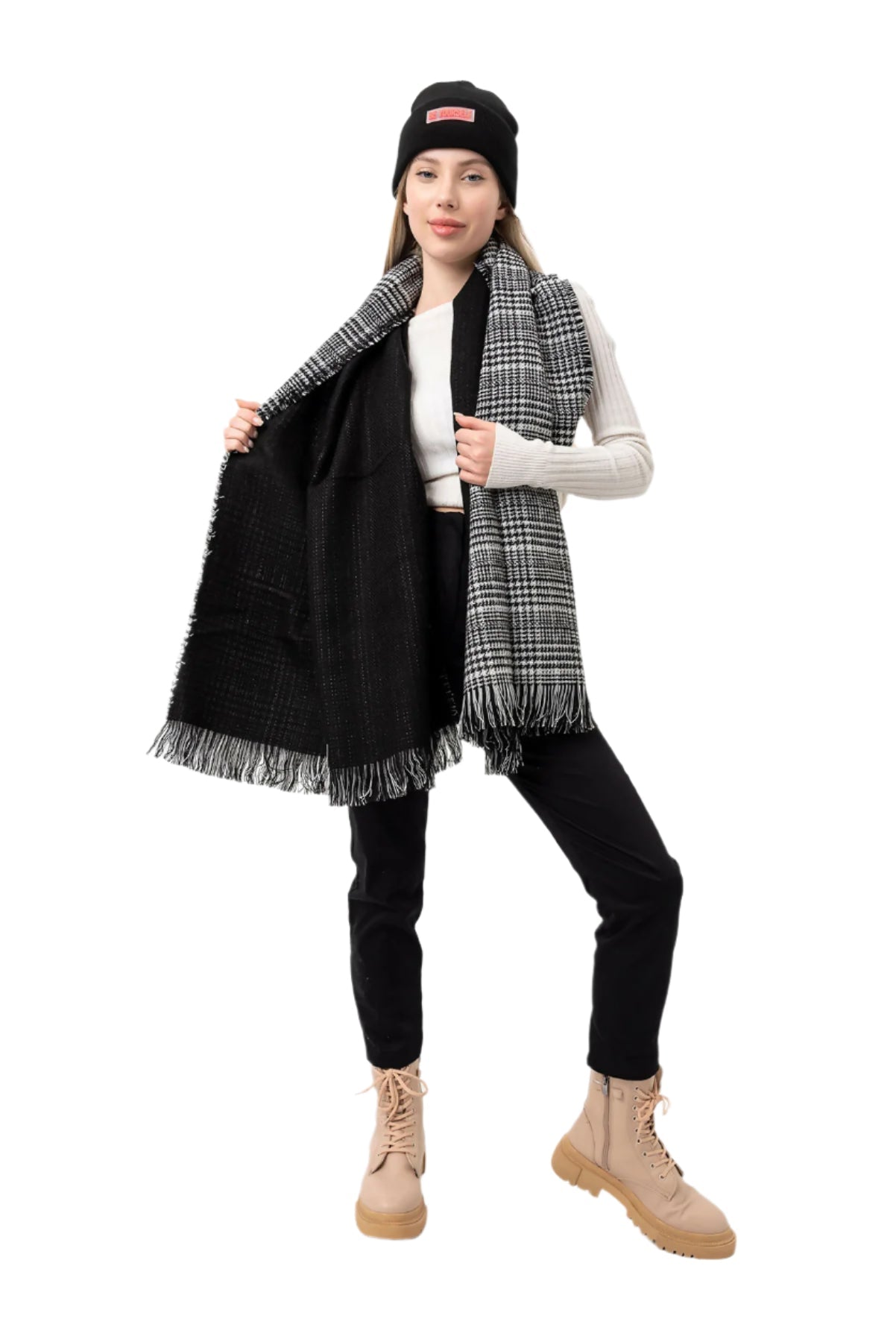 Classic Plaid Winter Scarf Reversable Thick Shawl, Scarf For Men & Women, Warm Scarf for Mom or Dad - Wear Sierra