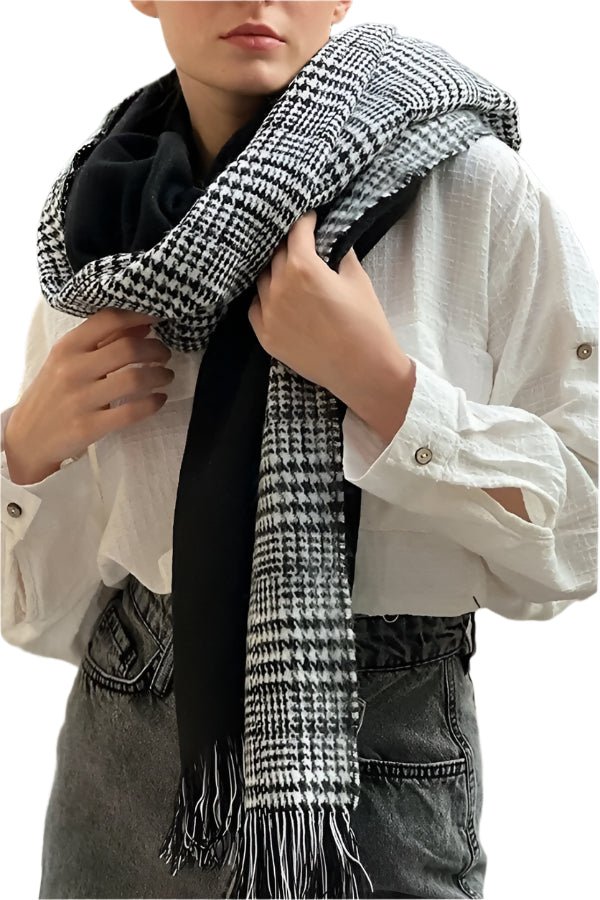 Classic Plaid Winter Scarf Reversable Thick Shawl, Scarf For Men & Women, Warm Scarf for Mom or Dad - Wear Sierra