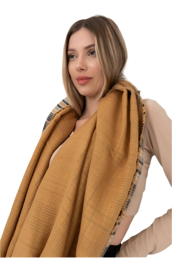 Classic Plaid Winter Scarf Reversable Thick Shawl, Scarf For Men & Women, Warm Scarf for Mom or Dad - Wear Sierra