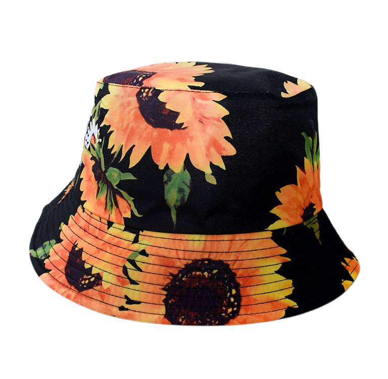 Colorful and Fun Summer Bucket Hats for Men, Women & Teens - Great for the Beach, Hiking, Gardening - Black Sunflowers - Wear Sierra